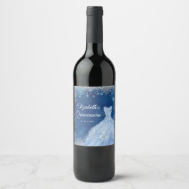 Etiqueta Para Botella De Vino Misericordia de invierno mágico azul de plata azul