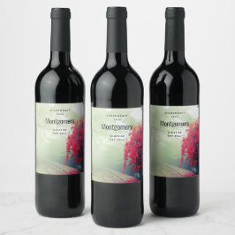 Etiqueta Para Botella De Vino Misty Railroad Tracks Scene Photo Wine Making