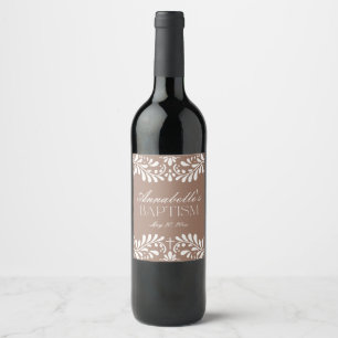 Etiqueta Para Botella De Vino Mocha Brown Talavera Tile Fiesta Baptismo