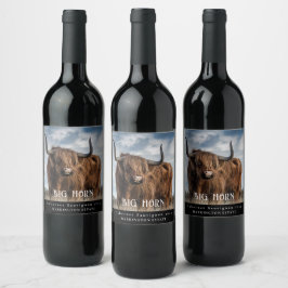 Etiqueta Para Botella De Vino Mockup Big Horn Bovino Personalizado