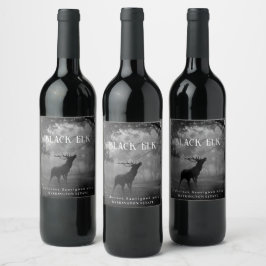 Etiqueta Para Botella De Vino Mockup Black Elk Forest Personalizado de las etiqu