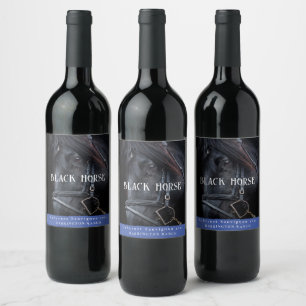 Etiqueta Para Botella De Vino Mockup Black Horse Western Personalizado Vino Labo