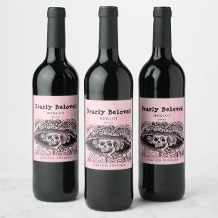 Etiqueta Para Botella De Vino Mockup Dearly Querido Skeleton, Personalizados de