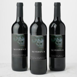 Etiqueta Para Botella De Vino Mockup Gorila Silverback Personalizado Wine Labs