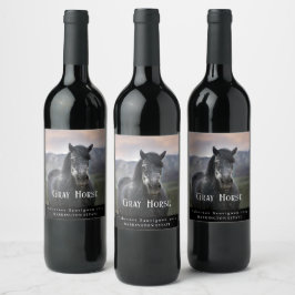 Etiqueta Para Botella De Vino Mockup Gray Horse Personalizado Vino