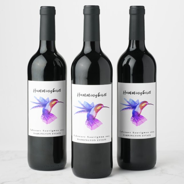Etiqueta Para Botella De Vino Mockup Hummingbird Personalizado Vinos (Botellas)