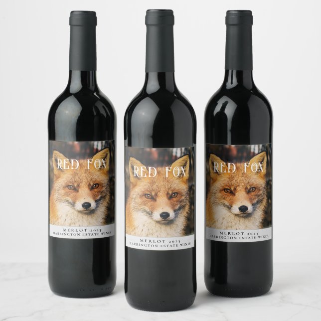 Etiqueta Para Botella De Vino Mockup Red Fox Personalizado Wine Labs (Botellas)