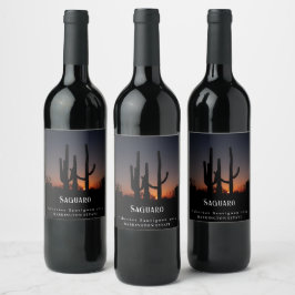 Etiqueta Para Botella De Vino Mockup Saguaro Cactus Personalizado Vino Labores