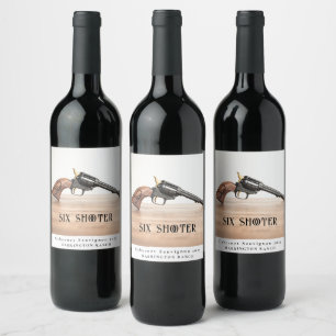 Etiqueta Para Botella De Vino Mockup Six Shooter Personalizado Wine Labs