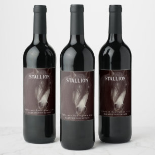 Etiqueta Para Botella De Vino Mockup Stallion Horse Personalizado Vino