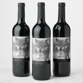 Etiqueta Para Botella De Vino Mockup Wolf Personalizado Wine Labs