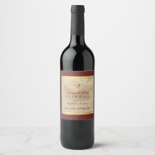 Etiqueta Para Botella De Vino Moda Amor Corazón Mármol Elegante Boda Elegante