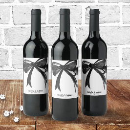 Etiqueta Para Botella De Vino Moda de color de agua Boda moderno negro y blanco