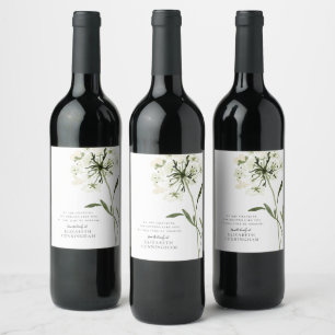 Etiqueta Para Botella De Vino Moda elegante de la flor acuática conmemorativa