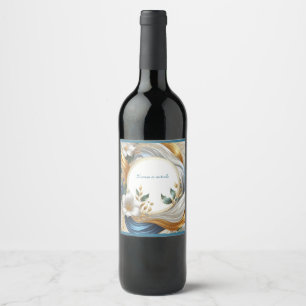 Etiqueta Para Botella De Vino Moda Elegante Swirls en oro, plata, azul, amarillo