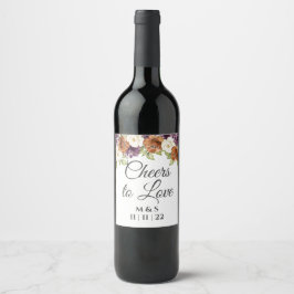 Etiqueta Para Botella De Vino Moda Floral Boda de Bodas de Amo
