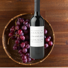 Etiqueta Para Botella De Vino Moda moderna Tipografía en blanco y negro