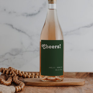 Etiqueta Para Botella De Vino Moda retro Boda de los azotes verdes oscuros