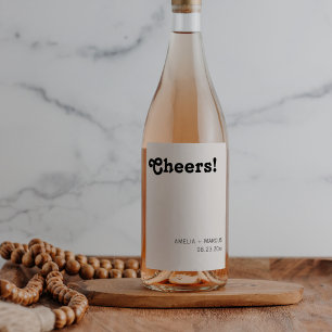 Etiqueta Para Botella De Vino Moda retro Boda de los Black Cheers modernos