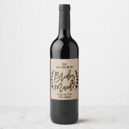 Etiqueta Para Botella De Vino Moda Rústica Faux Kraft Serás Mi Noviera