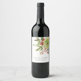 Etiqueta Para Botella De Vino Moda Suculento Desierto Cactus Boda Floral Rojo