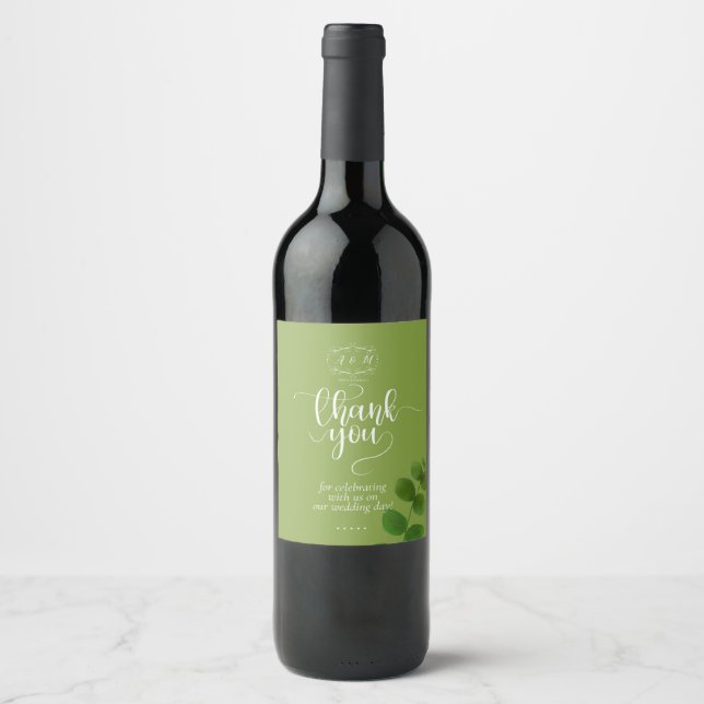 Etiqueta Para Botella De Vino Moda verde boda (Anverso)