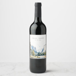Etiqueta Para Botella De Vino Moda Yosemite Parque Nacional CA Boda acuarela