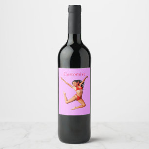Etiqueta Para Botella De Vino Modelo de baile bikini Thunder_Cove