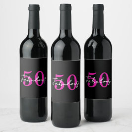 Etiqueta Para Botella De Vino Modern 50th Birthday 50 and Fabulous Party