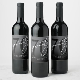 Etiqueta Para Botella De Vino Modern Black 70th Birthday Party