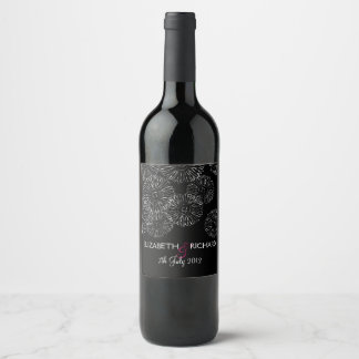 Etiqueta Para Botella De Vino Modern Black White Boho Chic Daisy Wedding 