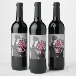 Etiqueta Para Botella De Vino Modern Photo Pink Typography  Thank You