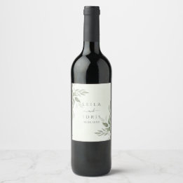 Etiqueta Para Botella De Vino Modern Sage Greenery Wedding Wine Bottle Label
