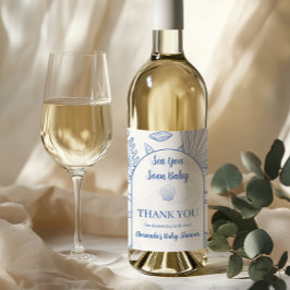 Etiqueta Para Botella De Vino Modern Under The Sea You Soon Blue Boy Baby Shower