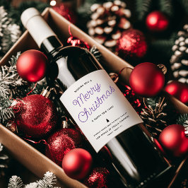 Etiqueta Para Botella De Vino Moderna caligrafía Feliz negocio navideño