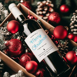 Etiqueta Para Botella De Vino Moderna caligrafía Feliz negocio navideño