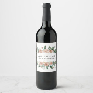 Etiqueta Para Botella De Vino moderna etiqueta de vino floral alegre navidad