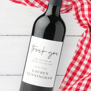 Etiqueta Para Botella De Vino Moderna Moda Minimalista simple Gracias
