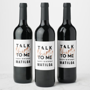 Etiqueta Para Botella De Vino Moderna tipografía minimalista zmente rosa oro 30