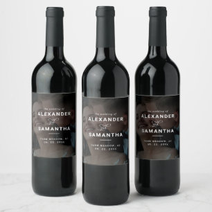 Etiqueta Para Botella De Vino Moderna y caprichosa caligrafía Boda de fotografía