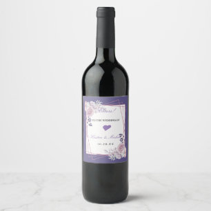 Etiqueta Para Botella De Vino Moderna y elegante moda Marco púrpura El vino Boda