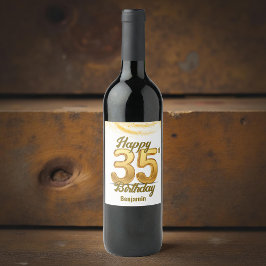 Etiqueta Para Botella De Vino Moderna y espeluznante celebración de los 35 años 