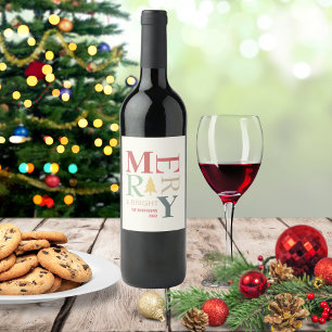 Etiqueta Para Botella De Vino Moderna Y Moderna Merry Y Brillante Colorido Minim
