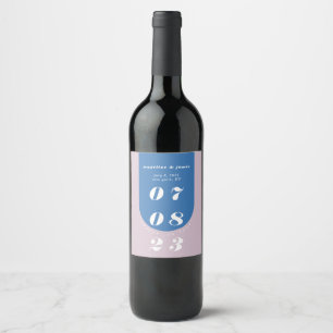 Etiqueta Para Botella De Vino Moderno Arco Retro Azul y Púrpura Negrita Negrita