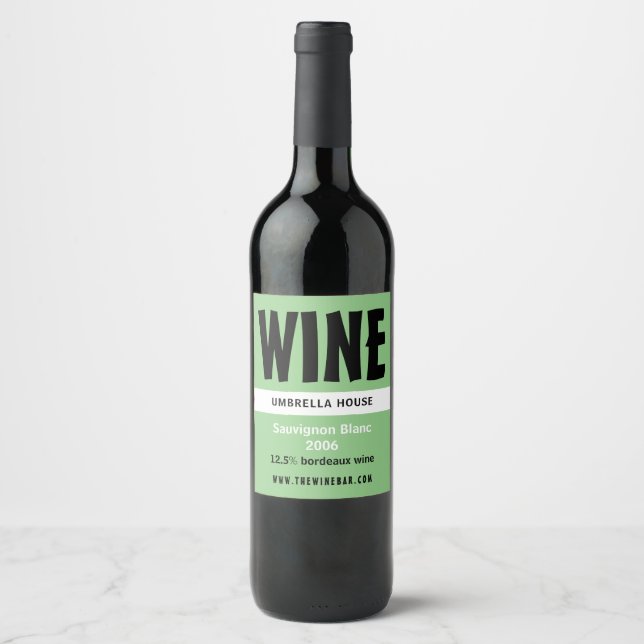 Etiqueta Para Botella De Vino Moderno Audaz, Bar de Vinos/Bodega (Anverso)