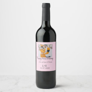 Etiqueta Para Botella De Vino Moderno boho feliz aniversario añadir nombre de fe