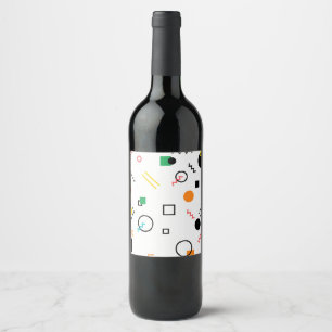 Etiqueta Para Botella De Vino Moderno, lúdico, fresco, moderno, geométrico Memph