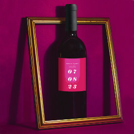 Etiqueta Para Botella De Vino Moderno Minimal Audaz Rosa Retro Arco Audaz