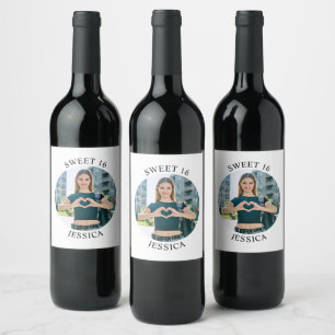 Etiqueta Para Botella De Vino Moderno Minimalista Cumpleaños Dulces 16 Foto Circ