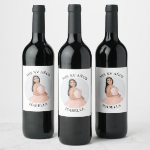 Etiqueta Para Botella De Vino Moderno Minimalista Mis XV Años Foto Redonda